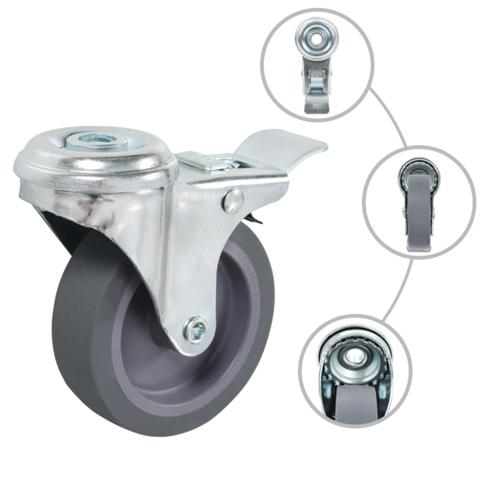 vidaXL Roți pivotante cu gaură șurub, frâne duble, 4 buc., 75 mm