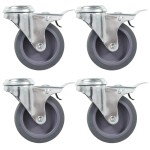 vidaXL Roți pivotante cu gaură șurub, frâne duble, 4 buc., 75 mm vidaXL Roți pivotante cu gaură șurub, frâne duble, 4 buc., 75 mm