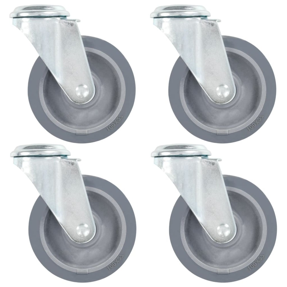 vidaXL Roți pivotante cu gaură pentru șurub, 4 buc., 100 mm