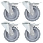 vidaXL Roți pivotante cu gaură șurub, frâne duble, 4 buc., 100 mm vidaXL Roți pivotante cu gaură șurub, frâne duble, 4 buc., 100 mm