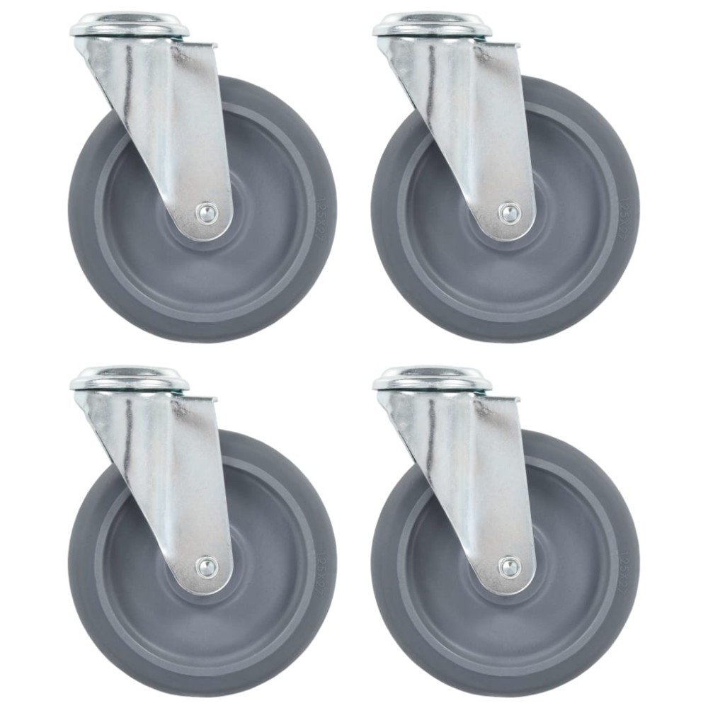 vidaXL Roți pivotante cu gaură pentru șurub, 4 buc., 125 mm