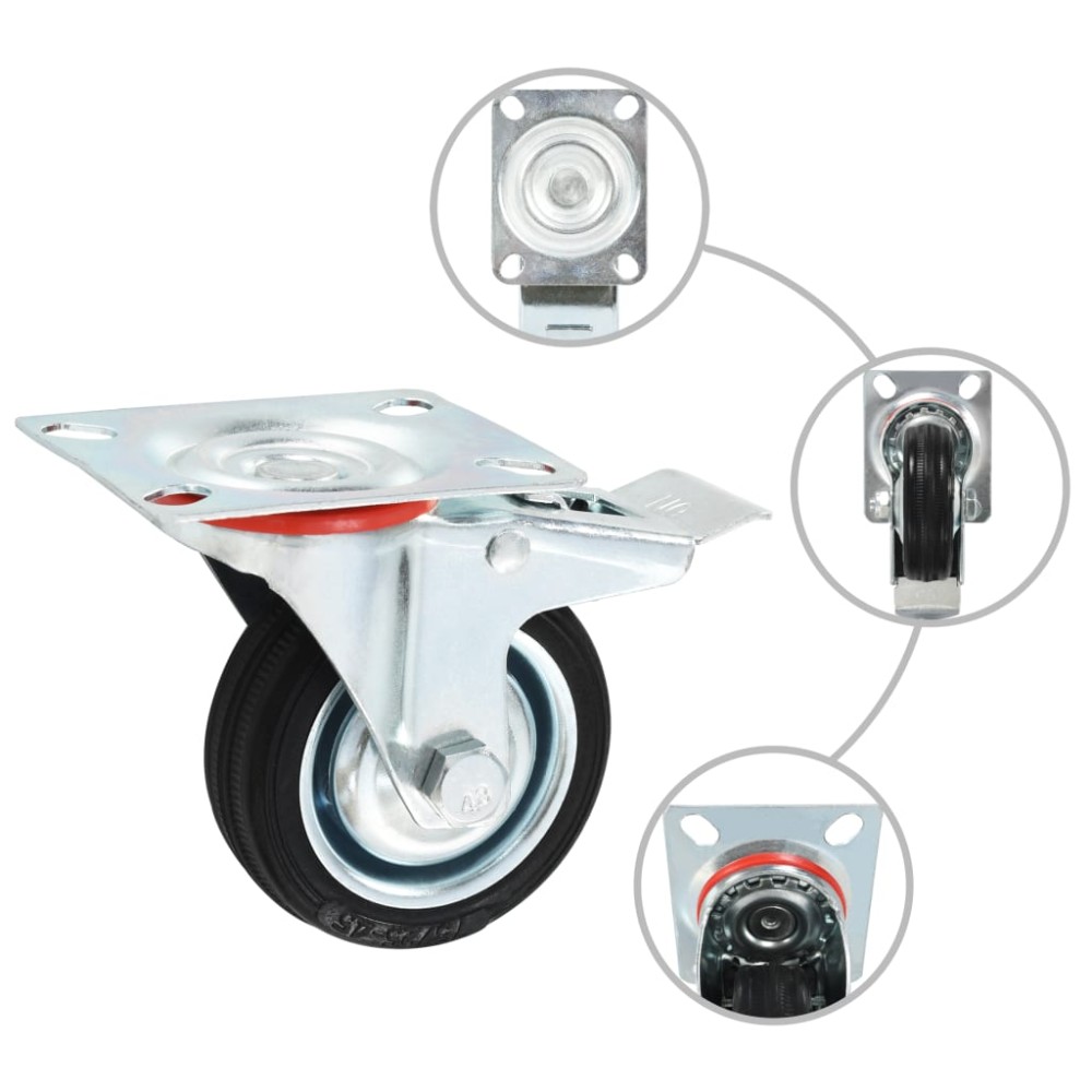 vidaXL Roți pivotante cu frâne duble, 4 buc., 75 mm