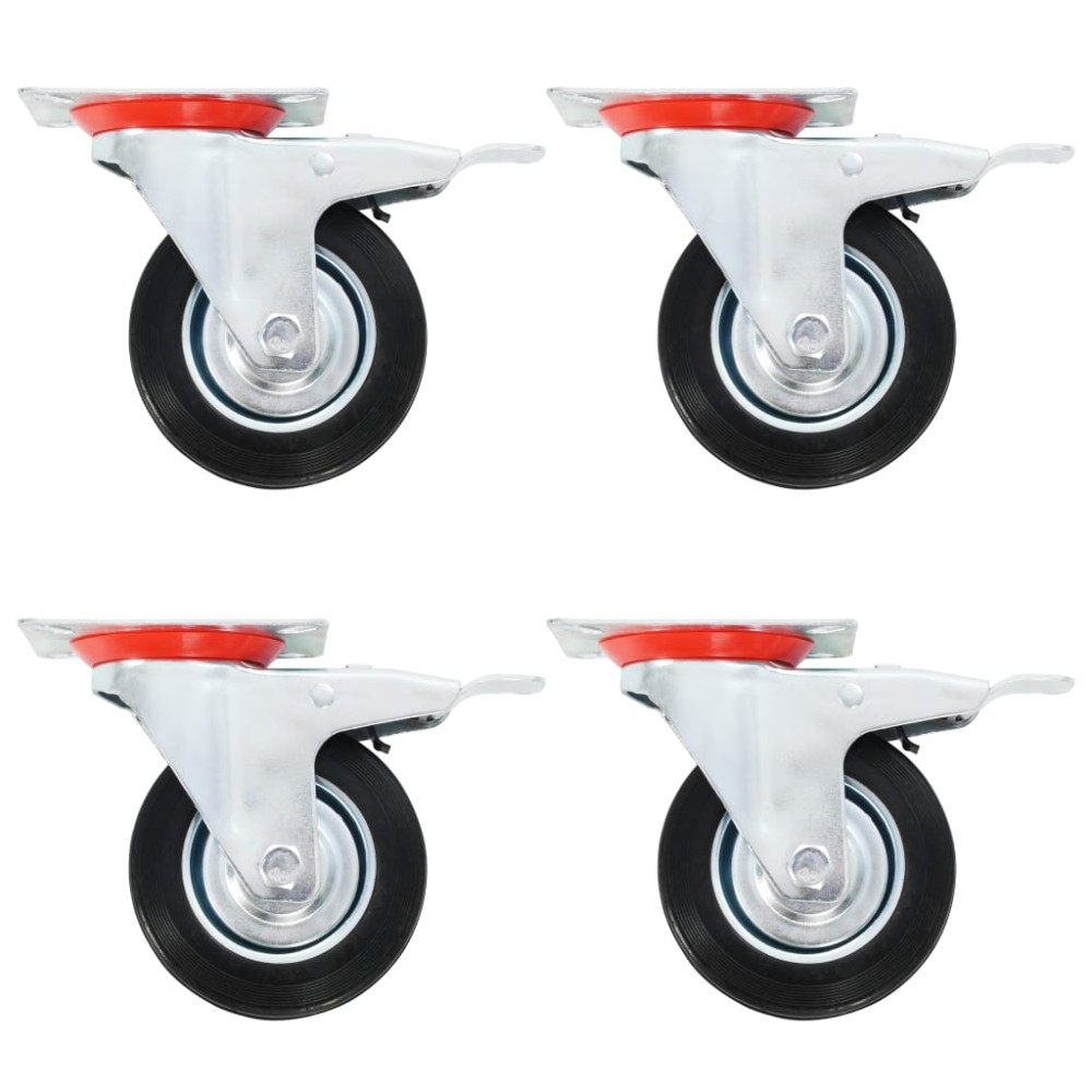 vidaXL Roți pivotante cu frâne duble, 4 buc., 100 mm