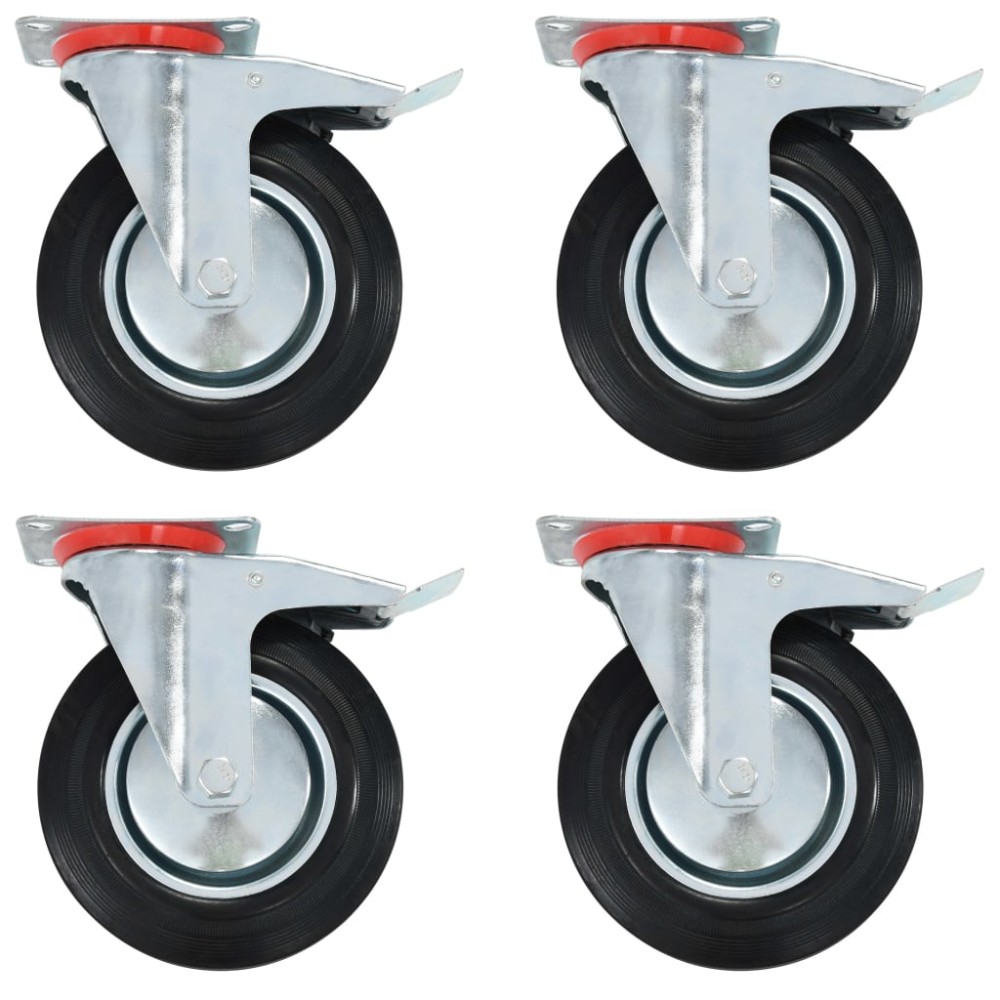 vidaXL Roți pivotante cu frâne duble, 4 buc., 200 mm