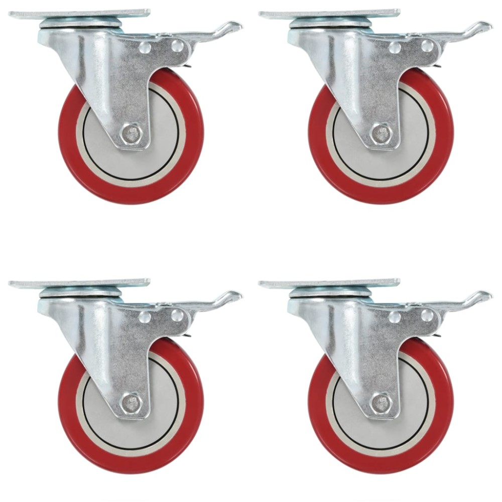 vidaXL Roți pivotante cu frâne duble, 4 buc., 100 mm