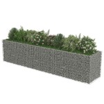 vidaXL Strat înălțat gabion, 450 x 90 x 100 cm, oțel galvanizat