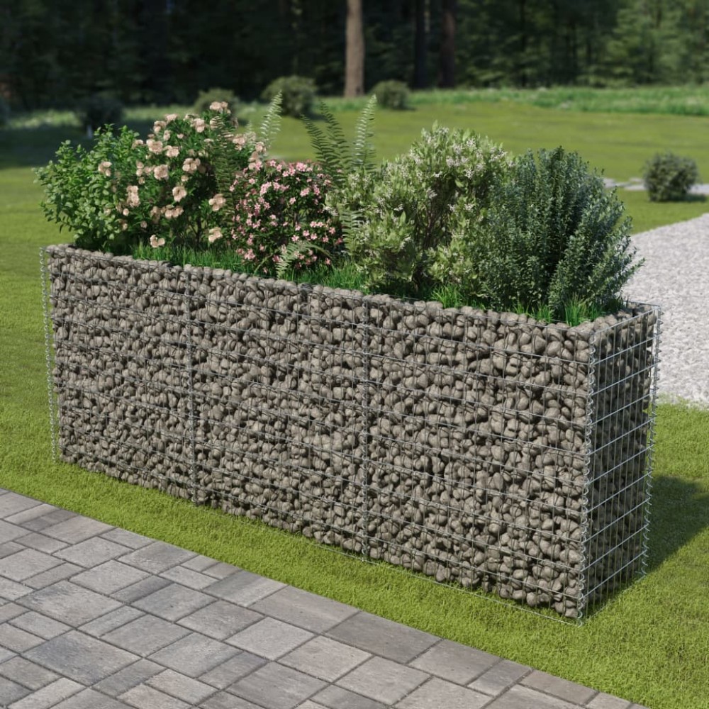 vidaXL Strat înălțat gabion, 270 x 50 x 100 cm, oțel galvanizat