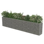 vidaXL Strat înălțat gabion, 450 x 50 x 100 cm, oțel galvanizat