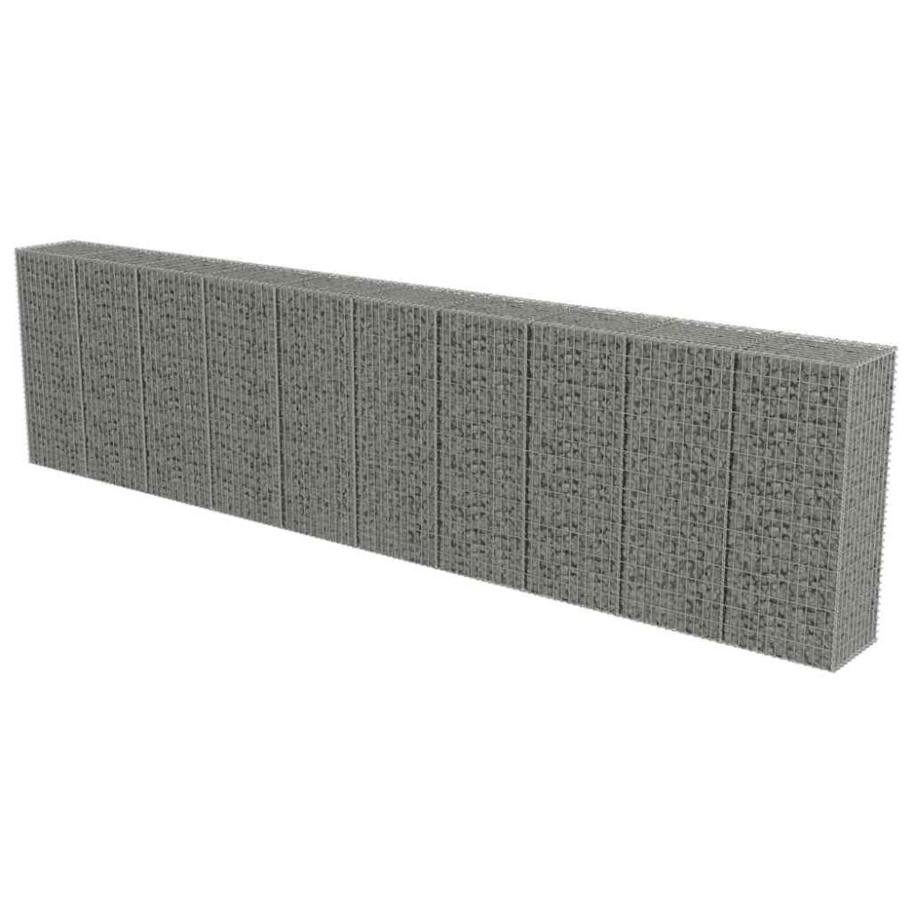 vidaXL Perete gabion cu capace, 600 x 50 x 150 cm, oțel galvanizat