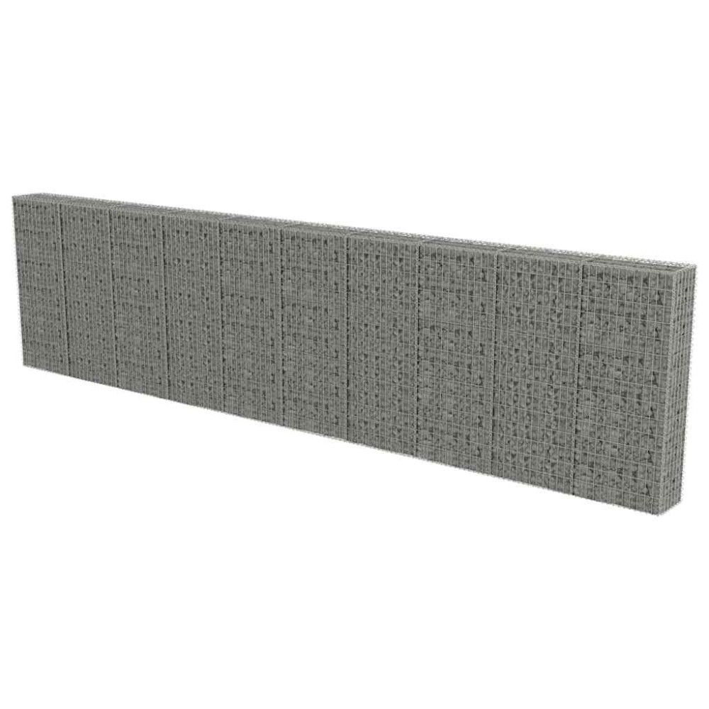 vidaXL Perete gabion cu capace, 600 x 30 x 150 cm, oțel galvanizat