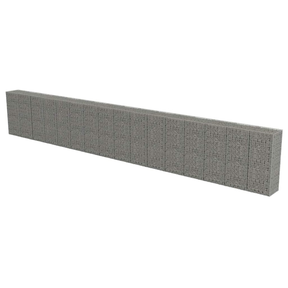 vidaXL Perete gabion cu capace, 900 x 50 x 150 cm, oțel galvanizat