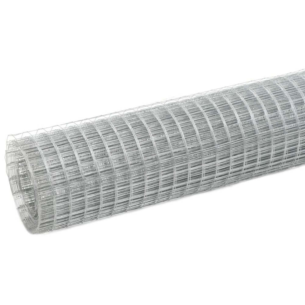 vidaXL Plasă de sârmă găini, argintiu, 25 x 0,5 m, oțel galvanizat