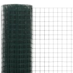 vidaXL Plasă de sârmă găini, verde, 25 x 1,5 m, oțel cu înveliș PVC