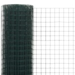 vidaXL Plasă de sârmă găini, verde, 25 x 1,5 m, oțel cu înveliș PVC