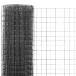 vidaXL Plasă de sârmă găini, gri, 10 x 0,5 m, oțel cu înveliș PVC