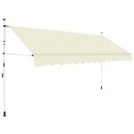 vidaXL Copertină retractabilă manual, crem, 400 cm