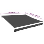 vidaXL Pânză de copertină, antracit, 450 x 300 cm vidaXL Pânză de copertină, antracit, 450 x 300 cm