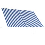vidaXL Copertină retractabilă, albastru și alb, 250 x 150 cm