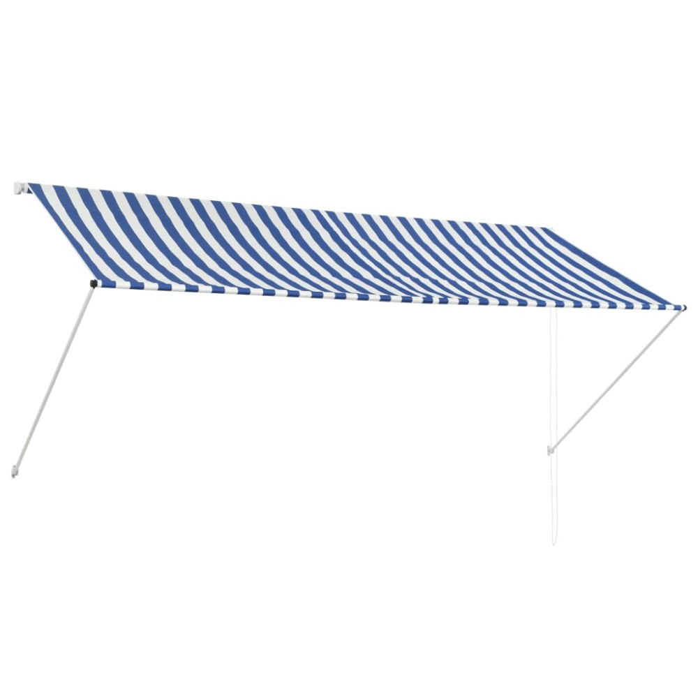 vidaXL Copertină retractabilă, albastru și alb, 300 x 150 cm