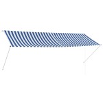 vidaXL Copertină retractabilă, albastru și alb, 350 x 150 cm vidaXL Copertină retractabilă, albastru și alb, 350 x 150 cm