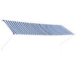 vidaXL Copertină retractabilă, albastru și alb, 400 x 150 cm vidaXL Copertină retractabilă, albastru și alb, 400 x 150 cm