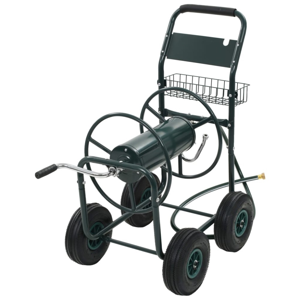 vidaXL Cărucior pentru furtun de grădină cu racord 1/2", 75 m, oțel