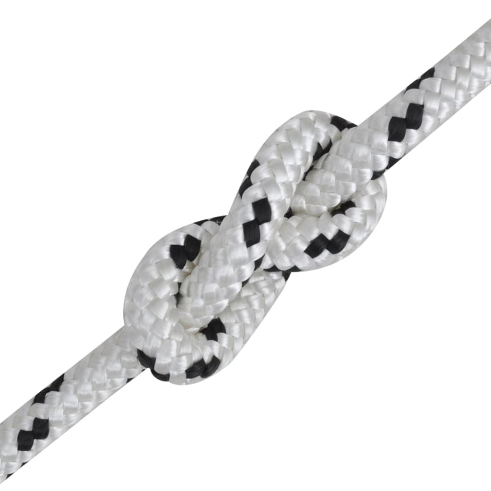 vidaXL Frânghie împletită barcă, alb, 250 m, poliester, 6 mm
