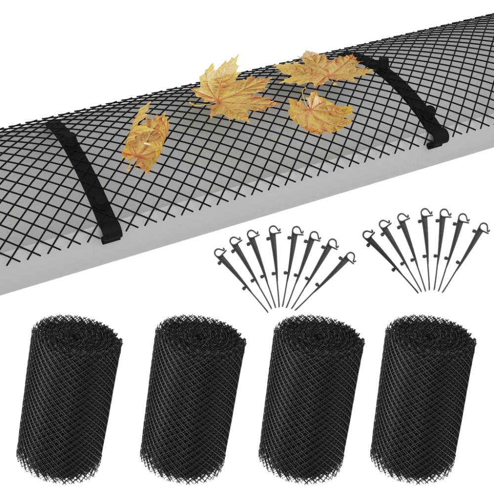 vidaXL Plasă de jgheab cu cleme, 4 buc., 1,08 ㎡, HDPE
