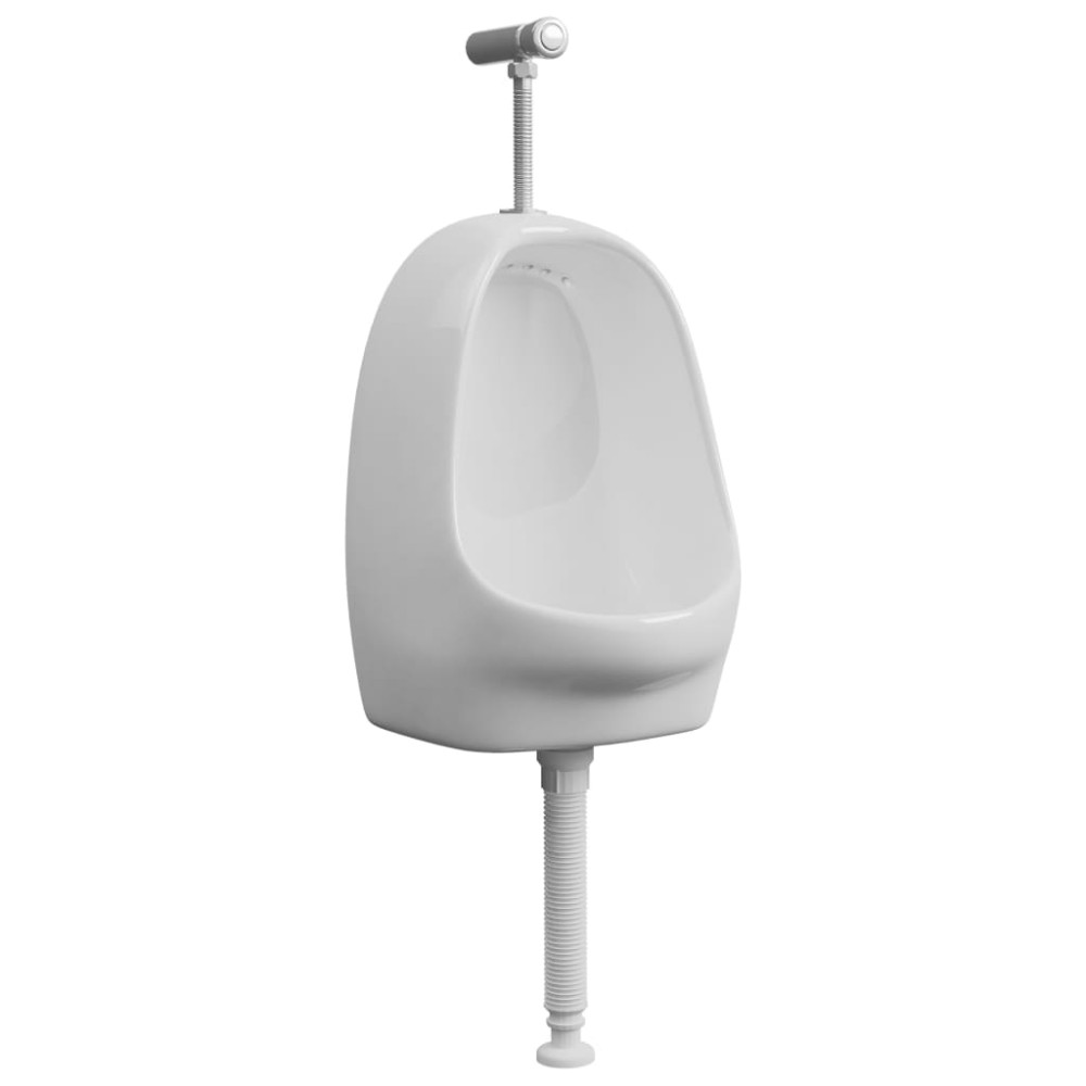 vidaXL Pisoar de perete cu supapă pentru spălare, alb, ceramică