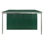 vidaXL Șopron de grădină cu uși glisante, verde, 386x259x178 cm, oțel vidaXL Șopron de grădină cu uși glisante, verde, 386x259x178 cm, oțel