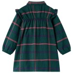 Rochie pentru copii cu mâneci lungi și volane, verde închis, 92