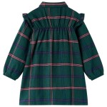 Rochie pentru copii cu mâneci lungi și volane, verde închis, 128