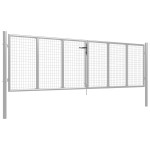 vidaXL Poartă de grădină, argintiu, 415 x 150 cm, oțel galvanizat