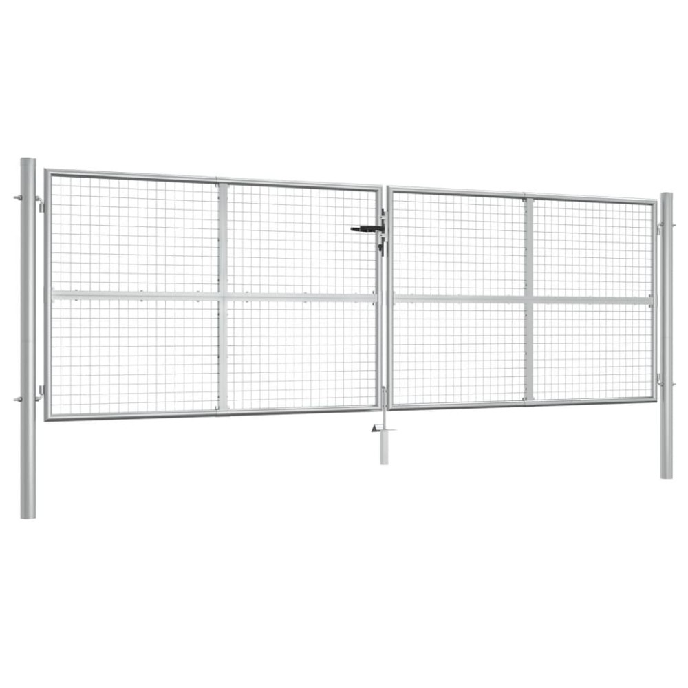 vidaXL Poartă de grădină, argintiu, 415 x 175 cm, oțel galvanizat
