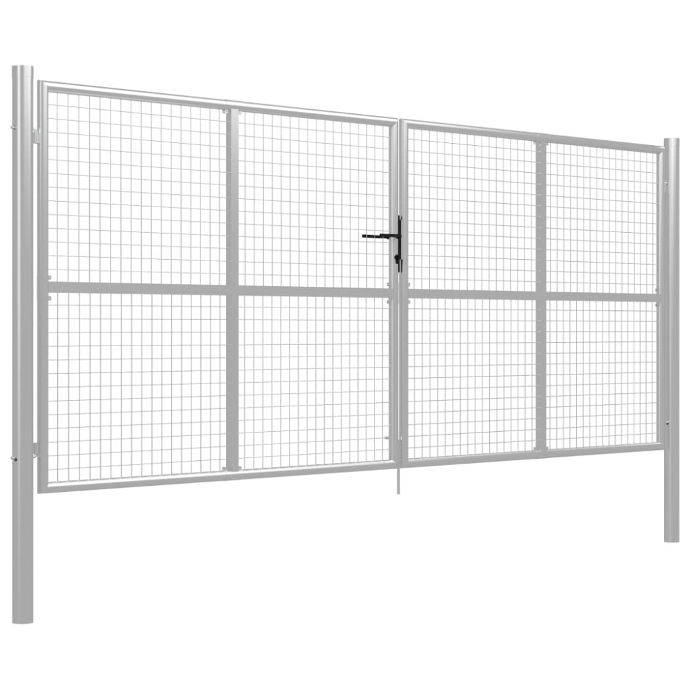 vidaXL Poartă de grădină, argintiu, 415 x 200 cm, oțel galvanizat