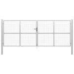 vidaXL Poartă de grădină, argintiu, 415 x 200 cm, oțel galvanizat vidaXL Poartă de grădină, argintiu, 415 x 200 cm, oțel galvanizat