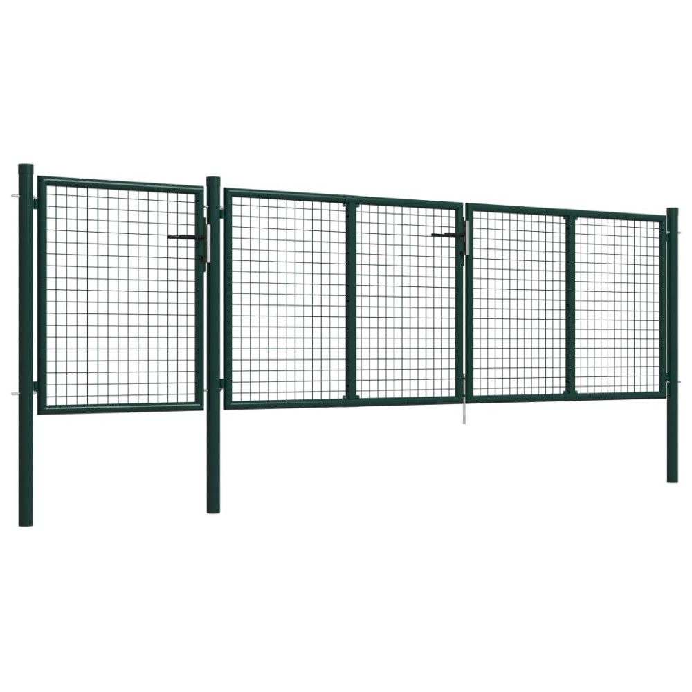 vidaXL Poartă de grădină, verde, 400 x 100 cm, oțel