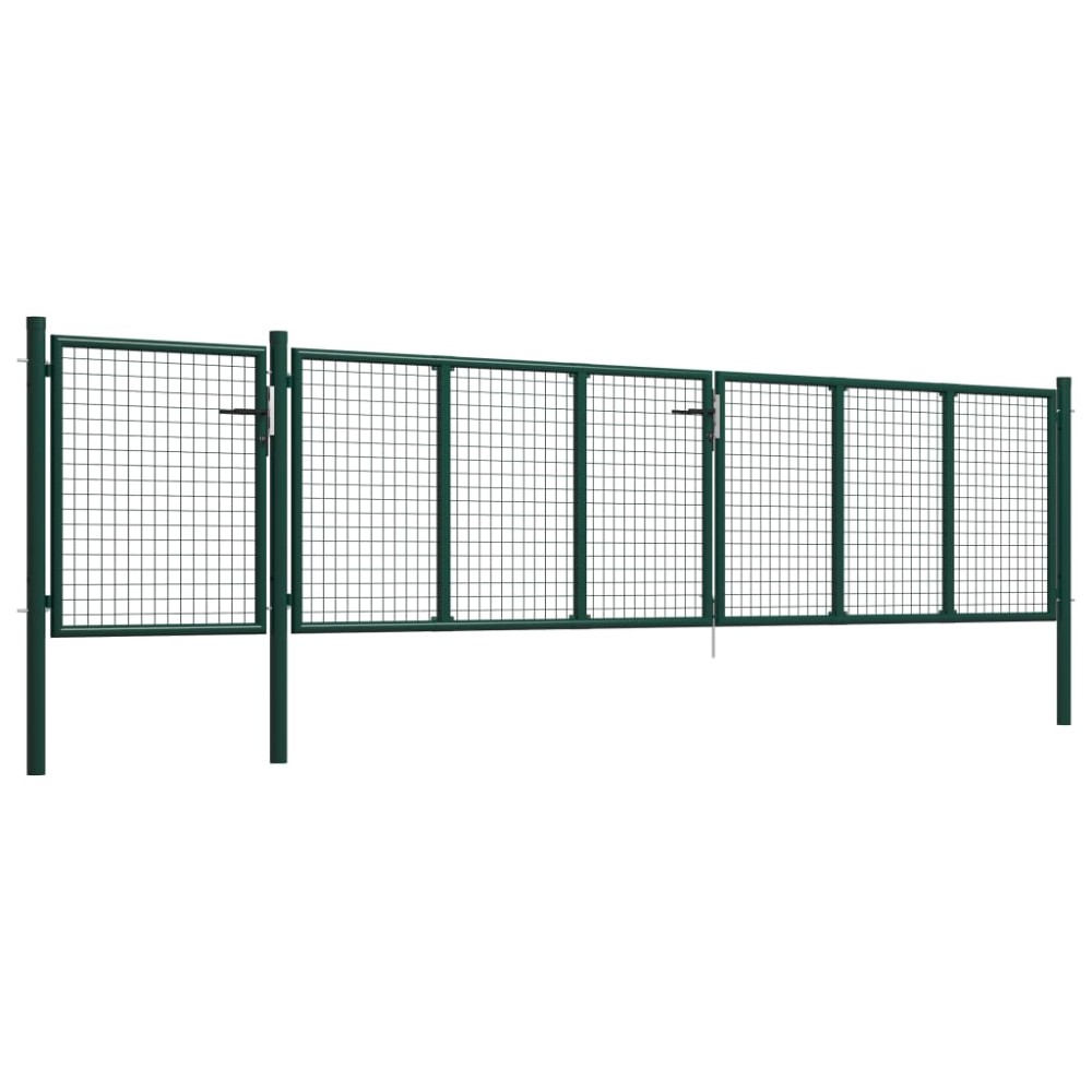 vidaXL Poartă de grădină, verde, 500 x 100 cm, oțel