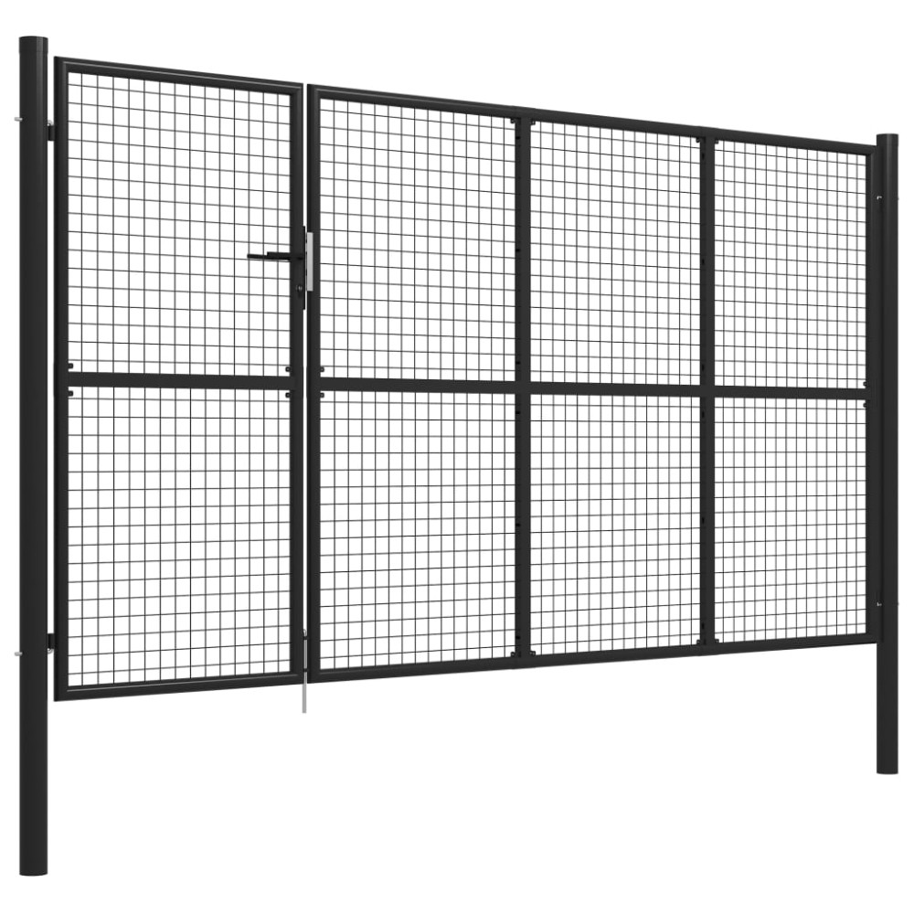 vidaXL Poartă de grădină, antracit, 350 x 150 cm, oțel
