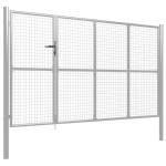 vidaXL Poartă de grădină, argintiu, 350 x 150 cm, oțel vidaXL Poartă de grădină, argintiu, 350 x 150 cm, oțel