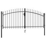 vidaXL Poartă de gard cu uși duble, cu vârfuri de suliță, 300 x 150 cm vidaXL Poartă de gard cu uși duble, cu vârfuri de suliță, 300 x 150 cm