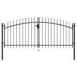 vidaXL Poartă de gard cu uși duble, cu vârfuri de suliță, 300 x 150 cm vidaXL Poartă de gard cu uși duble, cu vârfuri de suliță, 300 x 150 cm