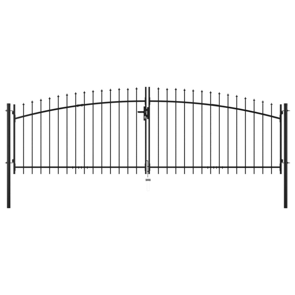 vidaXL Poartă de gard cu uși duble, cu vârfuri de suliță, 400 x 150 cm