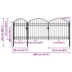 vidaXL Poartă de gard de grădină cu arcadă, negru, 2,25 x 4 m, oțel