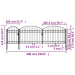 vidaXL Poartă de gard de grădină cu arcadă, negru, 1,75 x 5 m, oțel