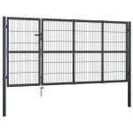 vidaXL Poartă de grădină cu stâlpi, antracit, 350 x 120 cm, oțel vidaXL Poartă de grădină cu stâlpi, antracit, 350 x 120 cm, oțel