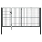 vidaXL Poartă de grădină cu stâlpi, antracit, 350 x 120 cm, oțel vidaXL Poartă de grădină cu stâlpi, antracit, 350 x 120 cm, oțel