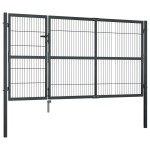 vidaXL Poartă de grădină cu stâlpi, antracit, 350 x 140 cm, oțel
