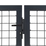 vidaXL Poartă de grădină cu stâlpi, antracit, 350 x 140 cm, oțel