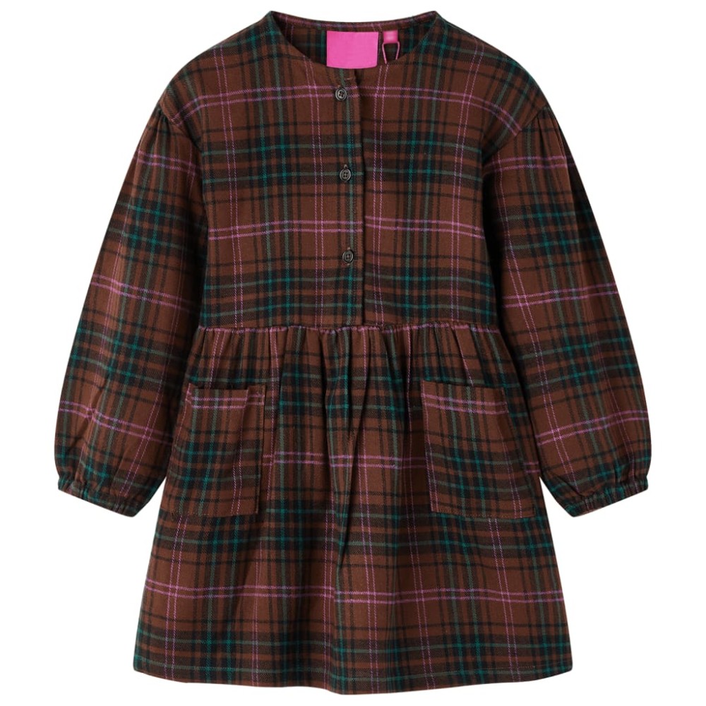 Rochie pentru copii cu mâneci lungi, coniac, 92